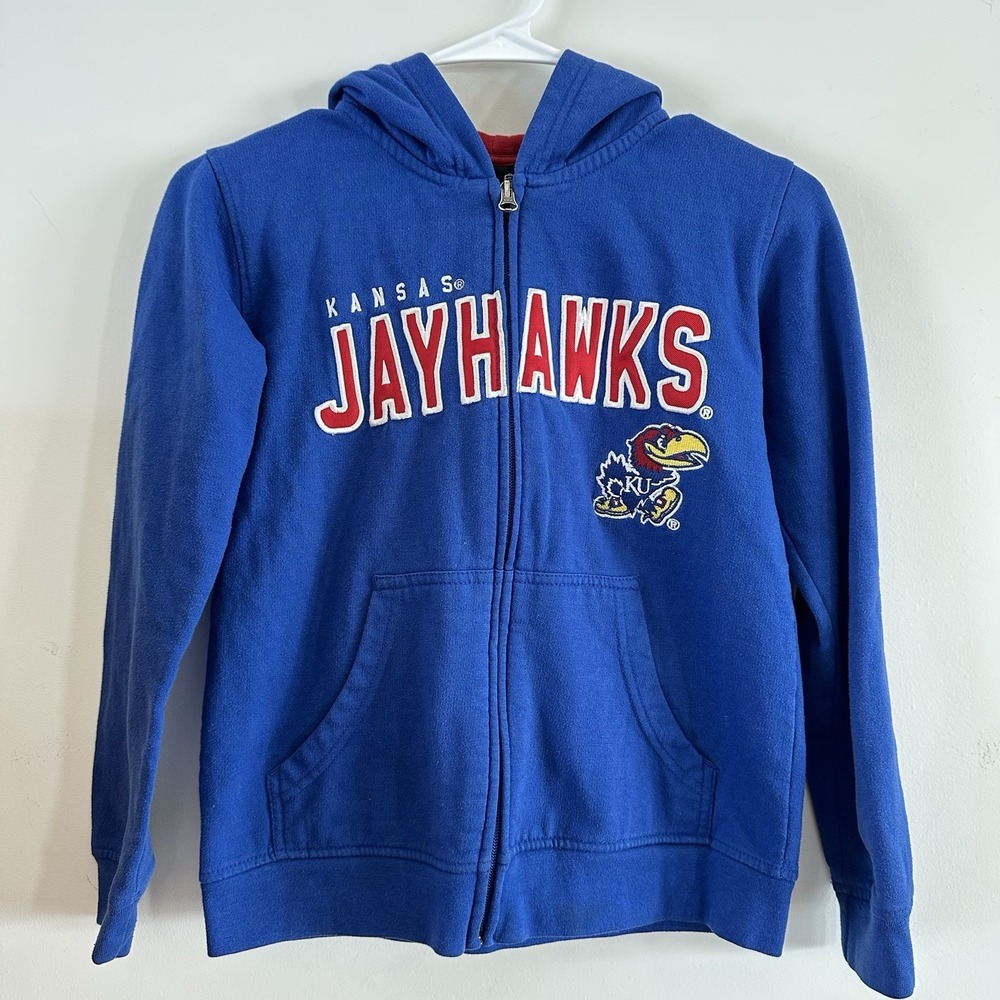 Kansas Jayhawks Youth Small Blue‎ Zip Hooded Sweatshirt Gen2 Blue Red